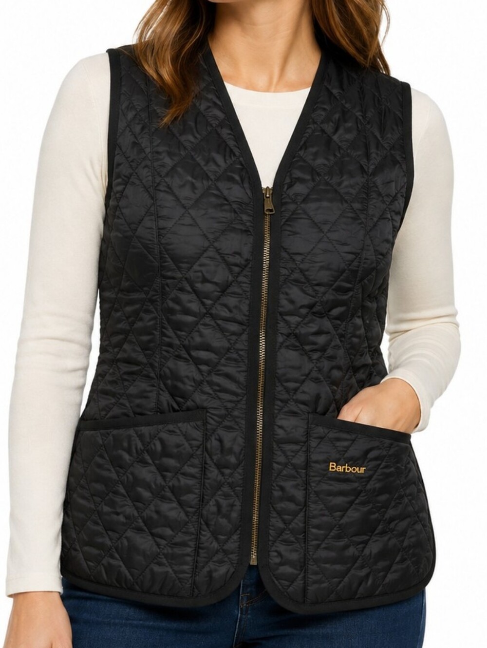 BARBOUR Quilted Vest Black Sz 6 Betty Interactive Liner Zip-In Gilet Gorpcore